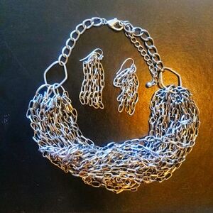 Beautiful Multi strand Chained Necklace & Matching Earings